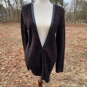 HINGE SWEATER CARDIGAN BLACK GOLD FLECKS V-NECK Size S